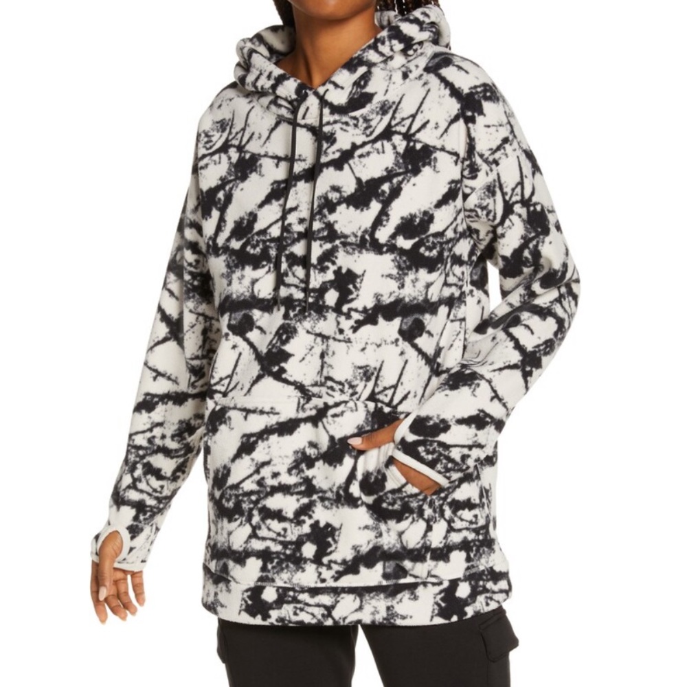 Zella Black & White Tie-Dye Hoodie Sweatshirt